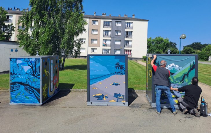 Containers à déchets du quartier Saint-Michel, à Flers